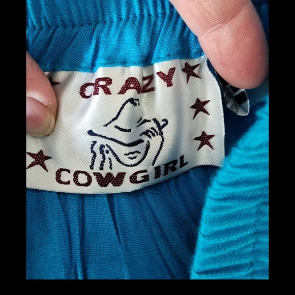 #157 Vintage Crazy Cowgirl Turqouise Maxi Skirt Sz M Country Western Buttons - Picture 8 of 9